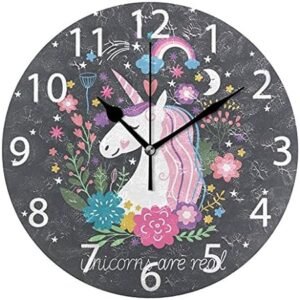 Cute Unicorn Rainbow Wall Clock