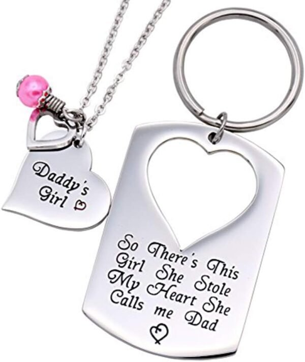 Dad Necklace & Keychain Set, Heartwarming Gift