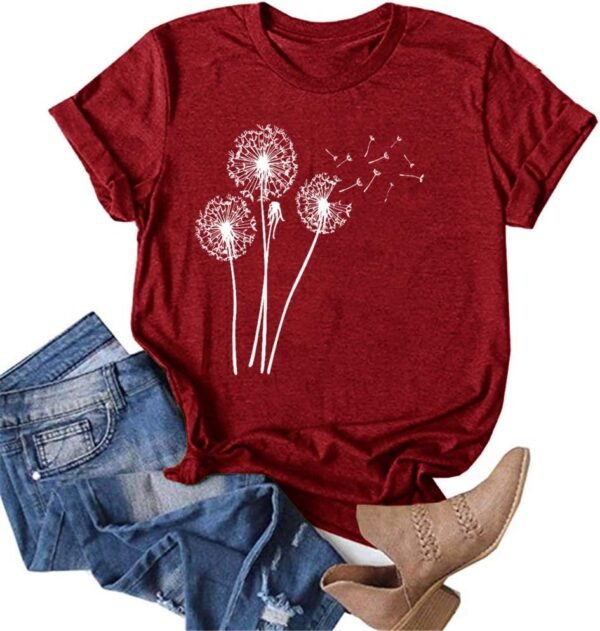 Dandelion Print Summer Tee for Women