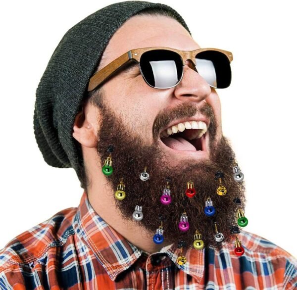DecoTiny Beard Ornaments with Jingle Bells and Christmas Baubles