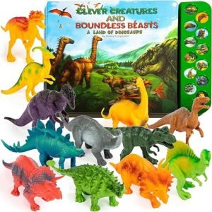 Dino Toys for Kids 3-5 - Interactive Sound Book & 12 Large Dinosaur Toys