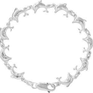 Dolphin Bracelet in Sterling Silver, 7.5 inch