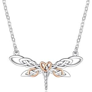 Dragonfly Necklace: Sterling Silver Celtic Pendant