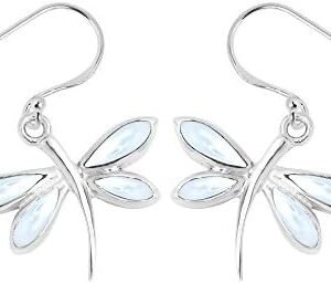 Dragonfly Stone Inlay Silver Earrings