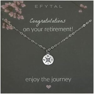 EFYTAL Retirement Gifts: Sterling Silver Compass Necklace