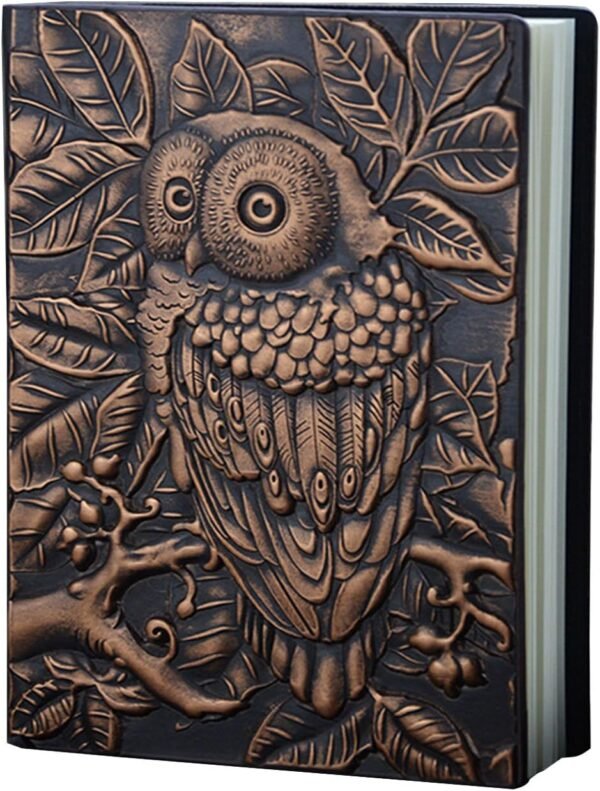 Embossed Leather Owl Travel Journal