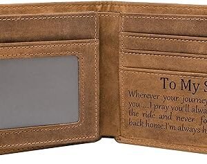 Engraved Leather Mom Son Wallet