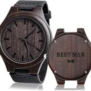 Engraved Men’s Wooden Analog Watch