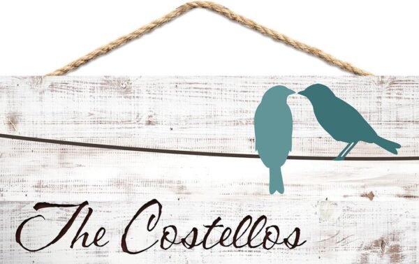 Engraved Personalized Love Birds Rustic Plaque