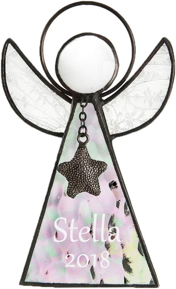 Engraved Stained Glass Angel Ornament