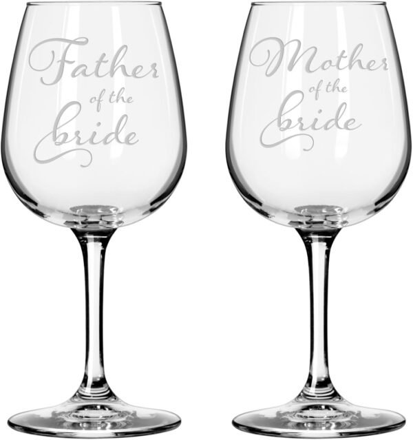 Etched Wedding Wine Glass Gift Set