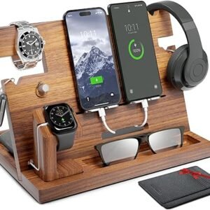 ETERLUCK Wood Dock Station Men’s Organizer Bundle