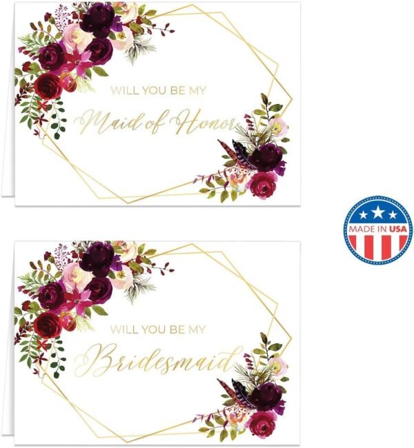 Fall Floral Bridesmaid Cards with Envelopes