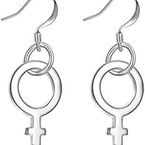 Feminist Silver Dangle Earrings for Women