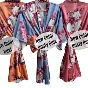 Floral Satin Wedding Kimono Robe