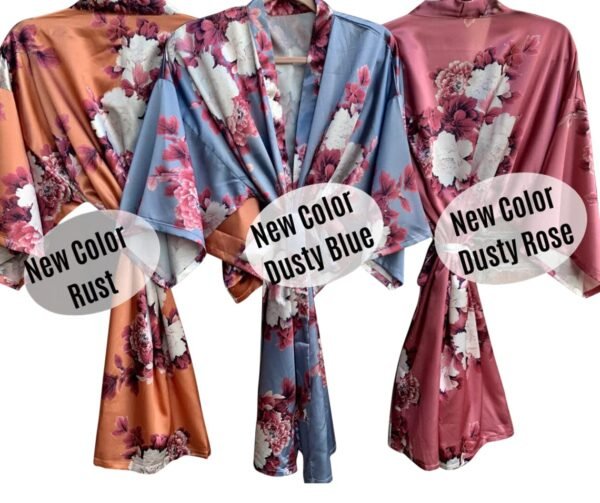 Floral Satin Wedding Kimono Robe