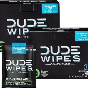Flushable DUDE Wipes - On-The-Go, Unscented (2 Pack)