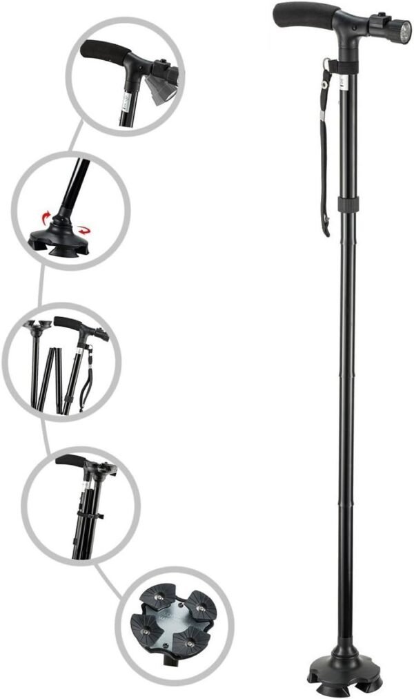 Foldable LED Cane for Elderly