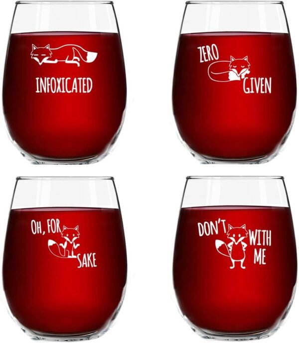 Fox Series Stemless Wine Glass Set