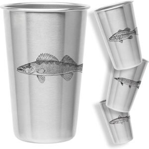 Freshwater Fish Stainless Steel Pint Cups