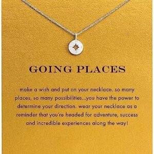 Friendship Compass Necklace with Good Luck Butterfly