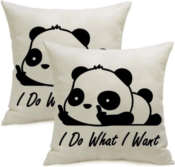 Funny Panda Throw Pillow Covers, Set of 2