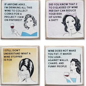 Funny Wine Coasters with Holder