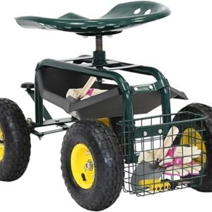 Garden Cart Rolling Wagon with Swivel Seat