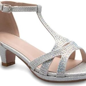 Glitter Leatherette Ankle Strap Heel Sandal