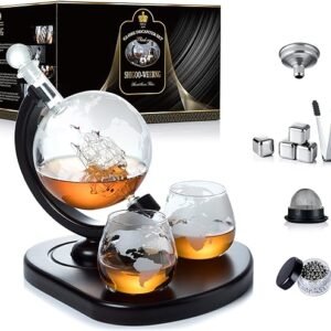 Globe Whiskey Decanter Set with Glasses