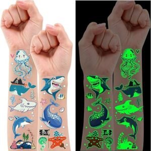 Glowing Shark Temporary Tattoos for Parties