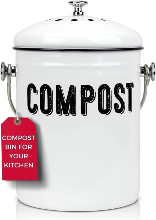 Granrosi Countertop Kitchen Compost Bin - White