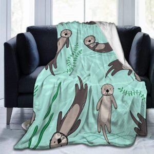 Green Otter Throw Blanket