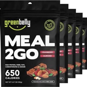 Greenbelly Backpacking Meal Bars | Natural, High Protein | Cranberry Almond | 5 Count