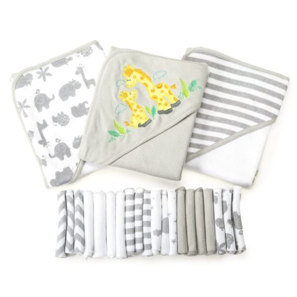 Grey Baby Towel Set, 23-Piece Gift