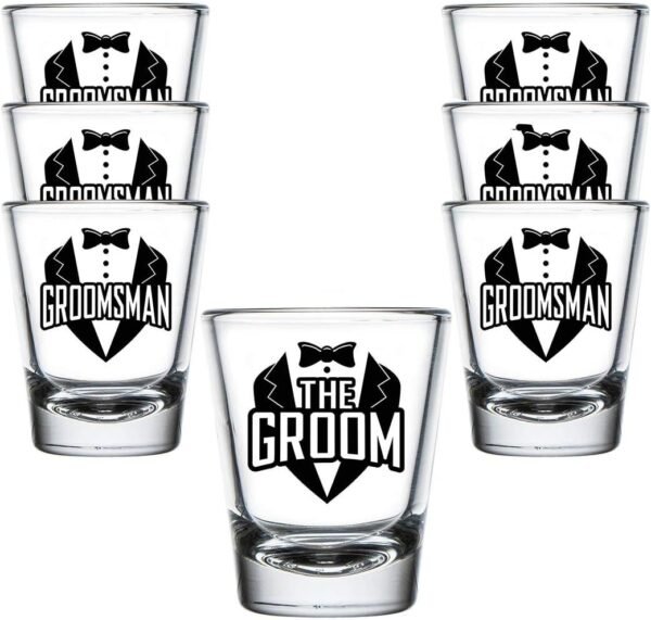 Groom & Groomsman Tuxedo Shot Glasses