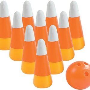 Halloween Candy Corn and Pumpkin Bowling Set