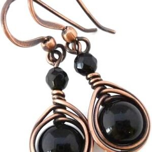 Handcrafted Copper Earrings with Black Onyx
