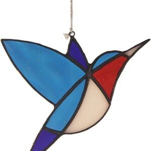 Handcrafted Tiffany Style Hummingbird Window Hanging