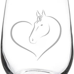 Heart Horse Stemless Wine Glass