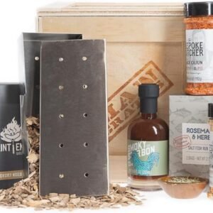 Hickory Grilling Crate – Smoker Box, Wood Chips, BBQ Sauce – Great Men’s Gift