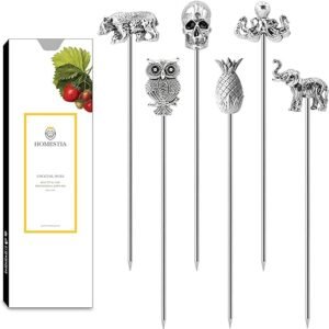 Homestia Vintage Cocktail Picks, 6Pcs Fancy Olive Martini Skewers