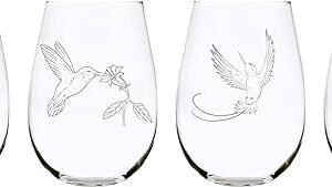 Hummingbird Stemless Wine Glass Set