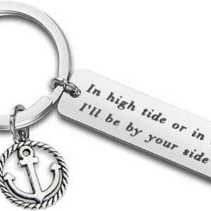 Inspirational Nautical Anchor Keychain: by Your Side