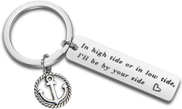 Inspirational Nautical Anchor Keychain: by Your Side