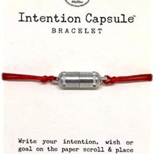 Intention Capsule Bracelet – Silver with Red Cord