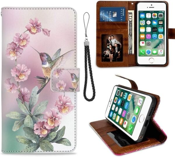 iPhone Plus Wallet Case with Hummingbird