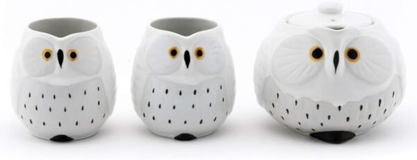 Japanese Ceramic Tea Pot Set, White Owl