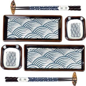 Japanese Style Ceramic Sushi Plate Set