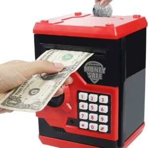 Kids’ Electronic Piggy Bank with Password Protection (Black/Red)